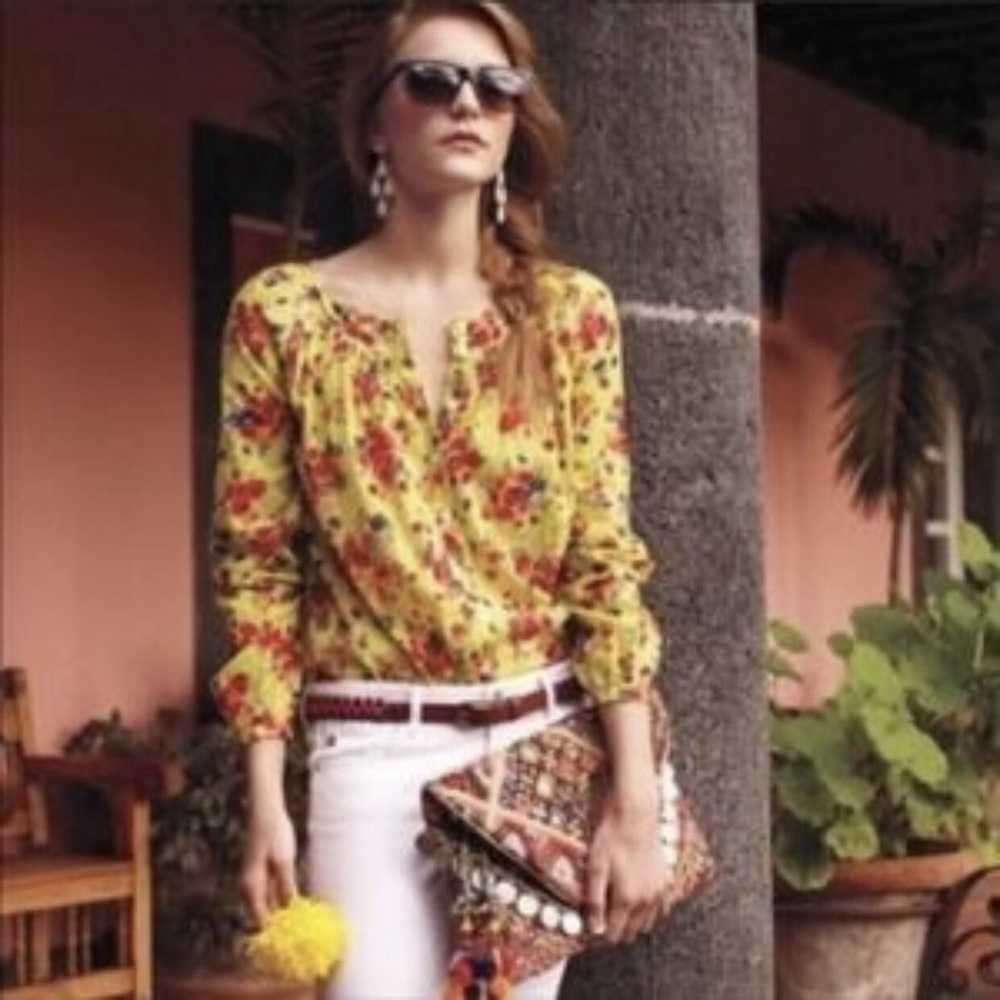 Anthropologie Yellow Floral Blouse
